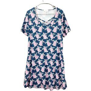 Simply Southern Womens Dress L Turtle A-Line Knee Length Pockets Snag Spots